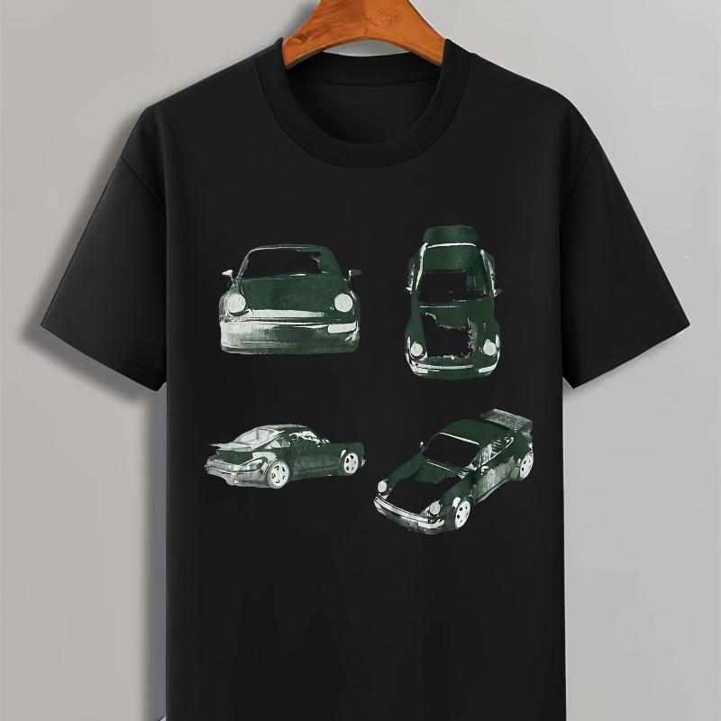

Vintage Green Car Graphic Print T-Shirt Breathable Cool, Comfortable Wear,Daily Casua XXL белый