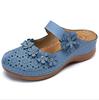 Slippers Women Casual Ladies Shoes Female Leather Floral Platform Sandals Retro Flats Shoe Woman Plus Size 43 Summer 2025 New