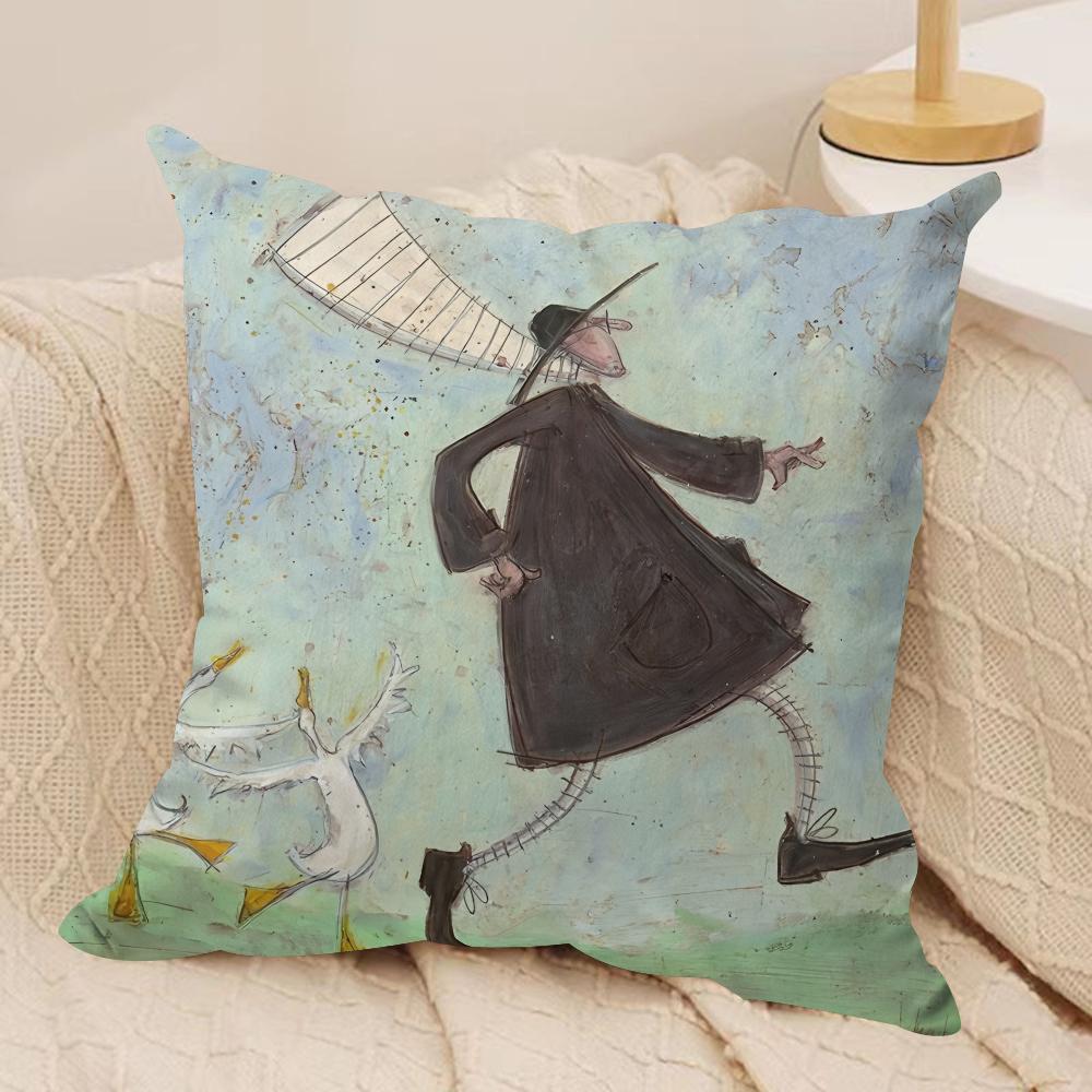 Copricuscino Retro S-Sam Toft Art Peluche Corto Setoso Cerniera Invisibile Antipolvere Federa per Cuscino da Divano per Decorazione Domestica