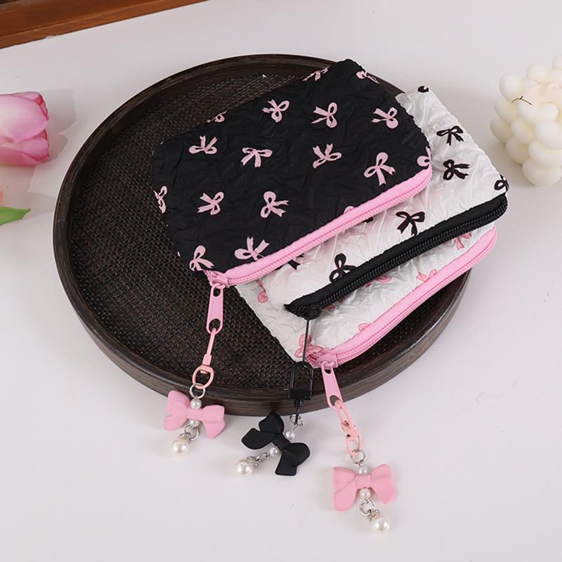 Small Fresh Butterfly Bow Polyester Wallet With Large Capacity Card Organizer And Makeup Bag For Daily Use