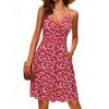 QICED Fashion Summer Spring Solid Color Print Sleeveless V-Neck Casual Dresses