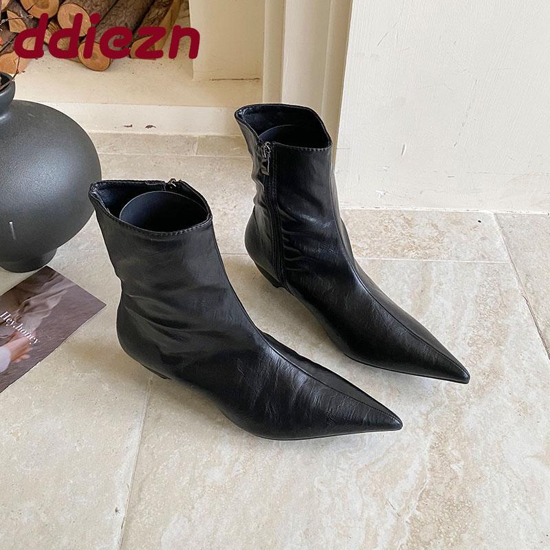 Fashion Fashion Pointed Toe Modern Women Ankle Boots With Low Heel Shoes Ladies Short Boots Female Zippers Shoes
