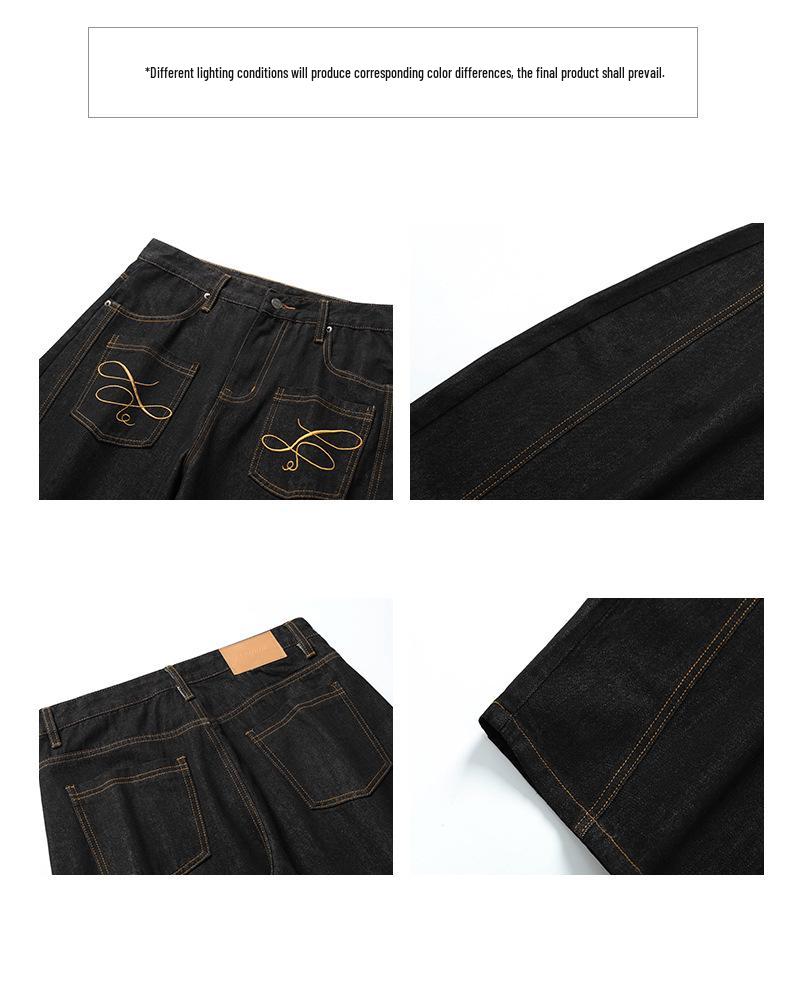 2025 Unisex Retro Hímzett Széles Szárú Farmer - Szúrásbiztos és Alkalmi Kaszás Stílus