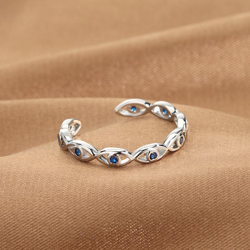 YILUOCD Blauwe Zirkoon Duivelsogen Open Verstelbare Ringen Geluk Turkse Boze Oog Vingerringen Voor Vrouwen Trouwring Sieraden