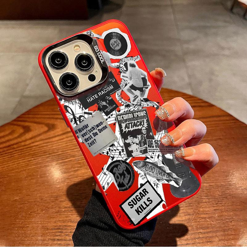 Guitar Newspaper Pattern Creative European Style Shockproof Hard Phone Case For Apple Iphone