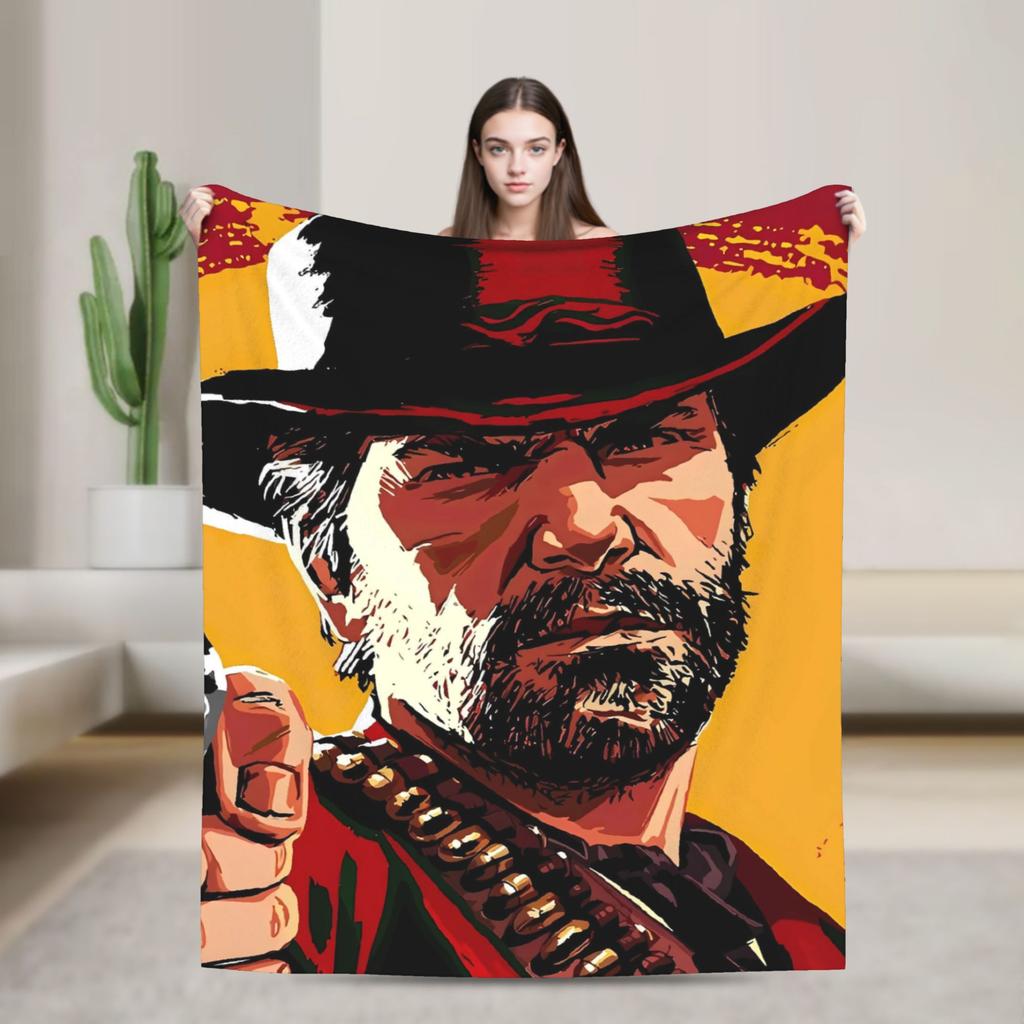 Warm Soft Blanket Travel Office Arthur Morgan  RDR 2 West Cowboy Vintage Bedding Throws  Flannel Bedspread For Sofa Bed Cover
