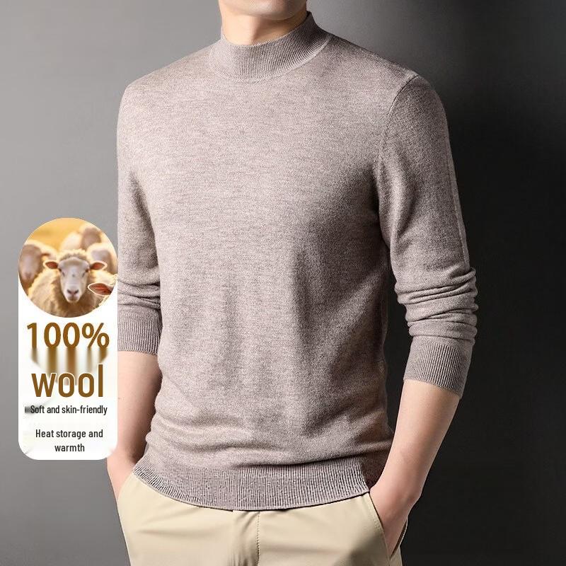 Pierre Cardin Men's Semi-High Collar Wool Blend Knit Sweater