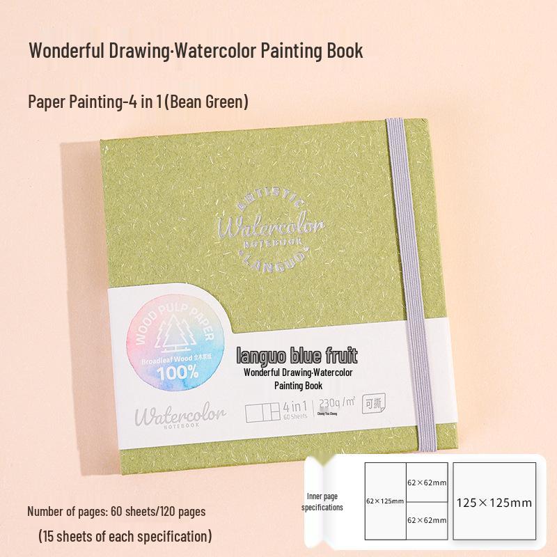 Carnet de schițe acuarelă Fructe Albastre: 300g Bumbac, Pagini Perforate, Colecție Pești, Caiet Gol