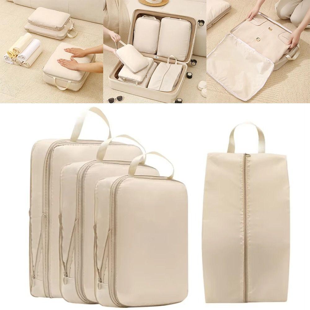 4Pcs Set Sub-Packing Clothes Compression Bag Foldable Closet Organizer Set Travel Accessories