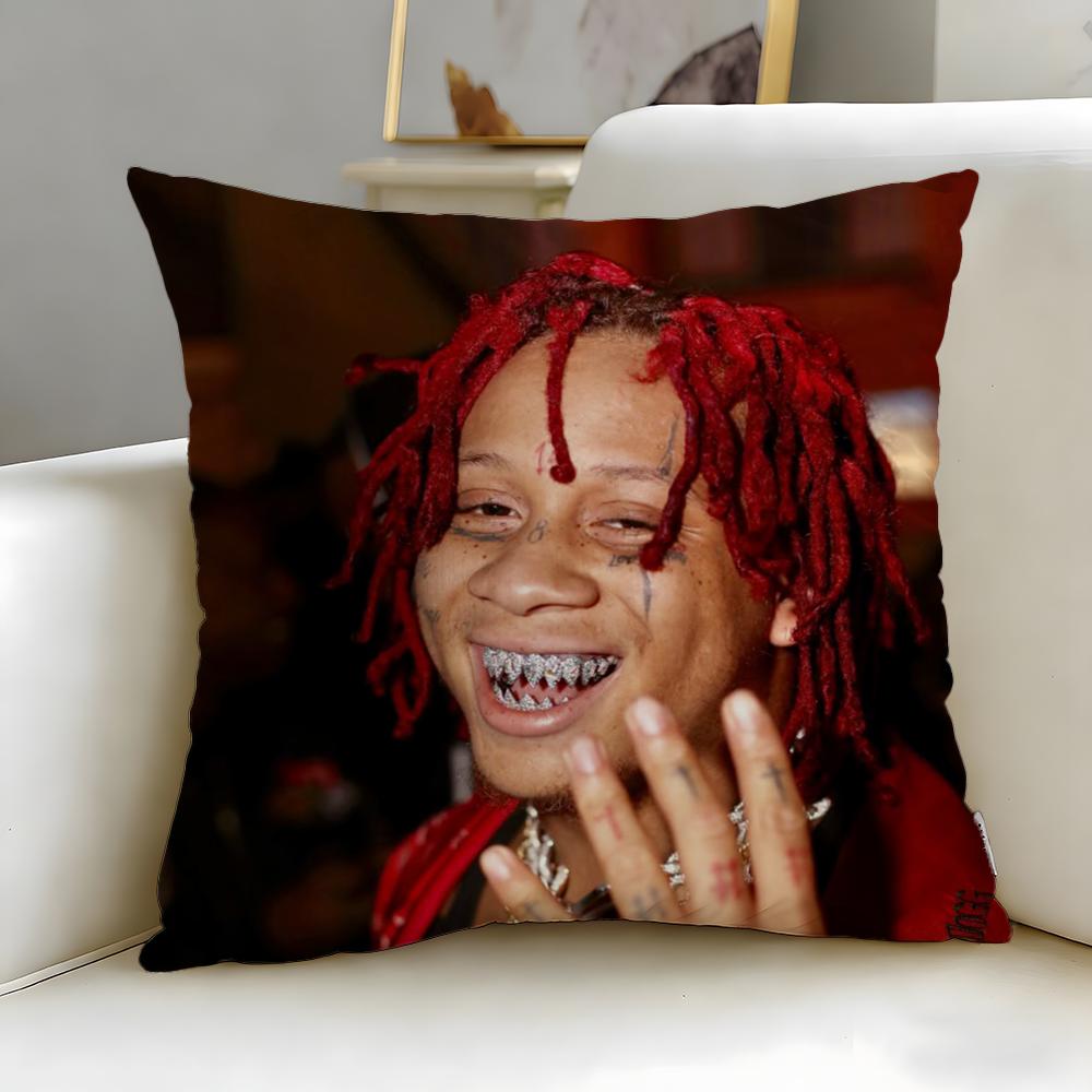 Popular Rapper Trippie Redd Cushion Cover Soft EasyWash Pillow Case Versatile for Couch Bed Travel and Office