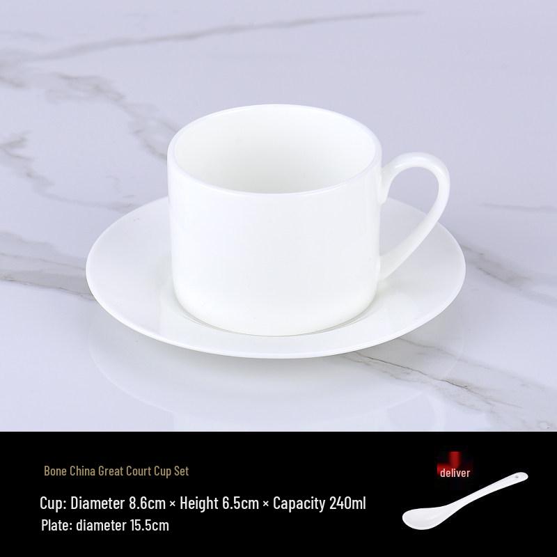Luxurious Bone China Gold Rim Coffee Cup & Saucer Set - Pure White Ceramic English Style for Hotels and European Coffee Service