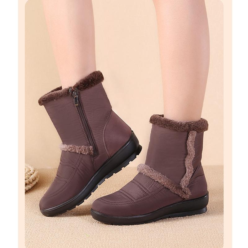 2025 Winter Shoes Women Snow Boots Waterproof Warm Plush Flat Non-slip Women Ankle Boots Brand Ladies Botas Plus Size 42 Black Red Brown