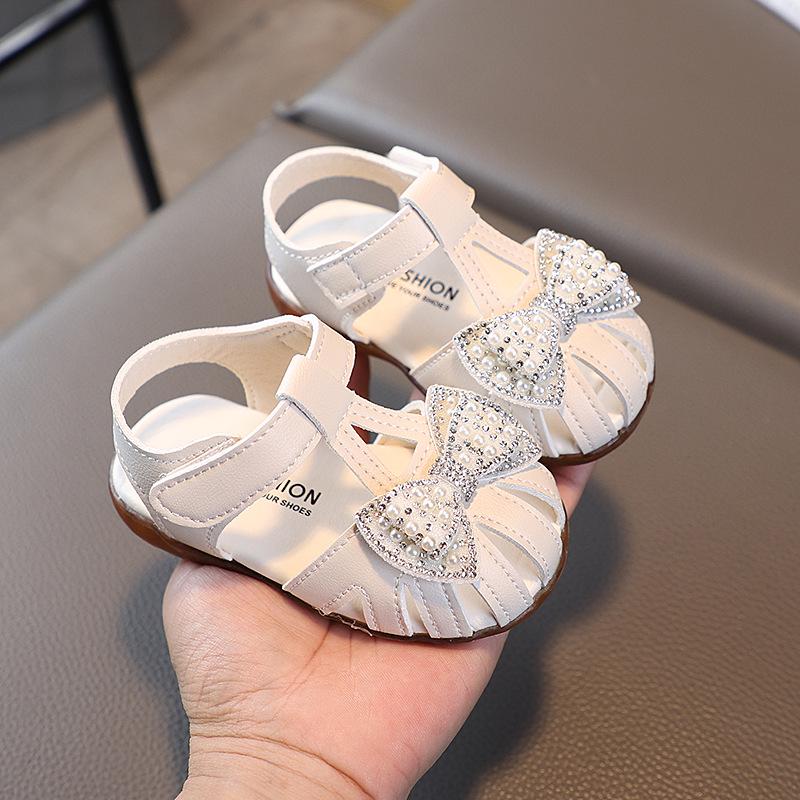 

Дитячі босоніжки-сандалі для принцес з бантом: М яка підошва, нековзке взуття для немовлят 0-3 років Sizes 15-19, Purchase 5 Pairs білий