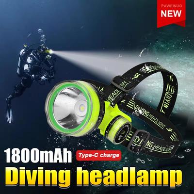 Lampada frontale professionale per immersioni, 100 m, luce forte a LED, lampada frontale impermeabile IPX8, lanterna portatile anfibia