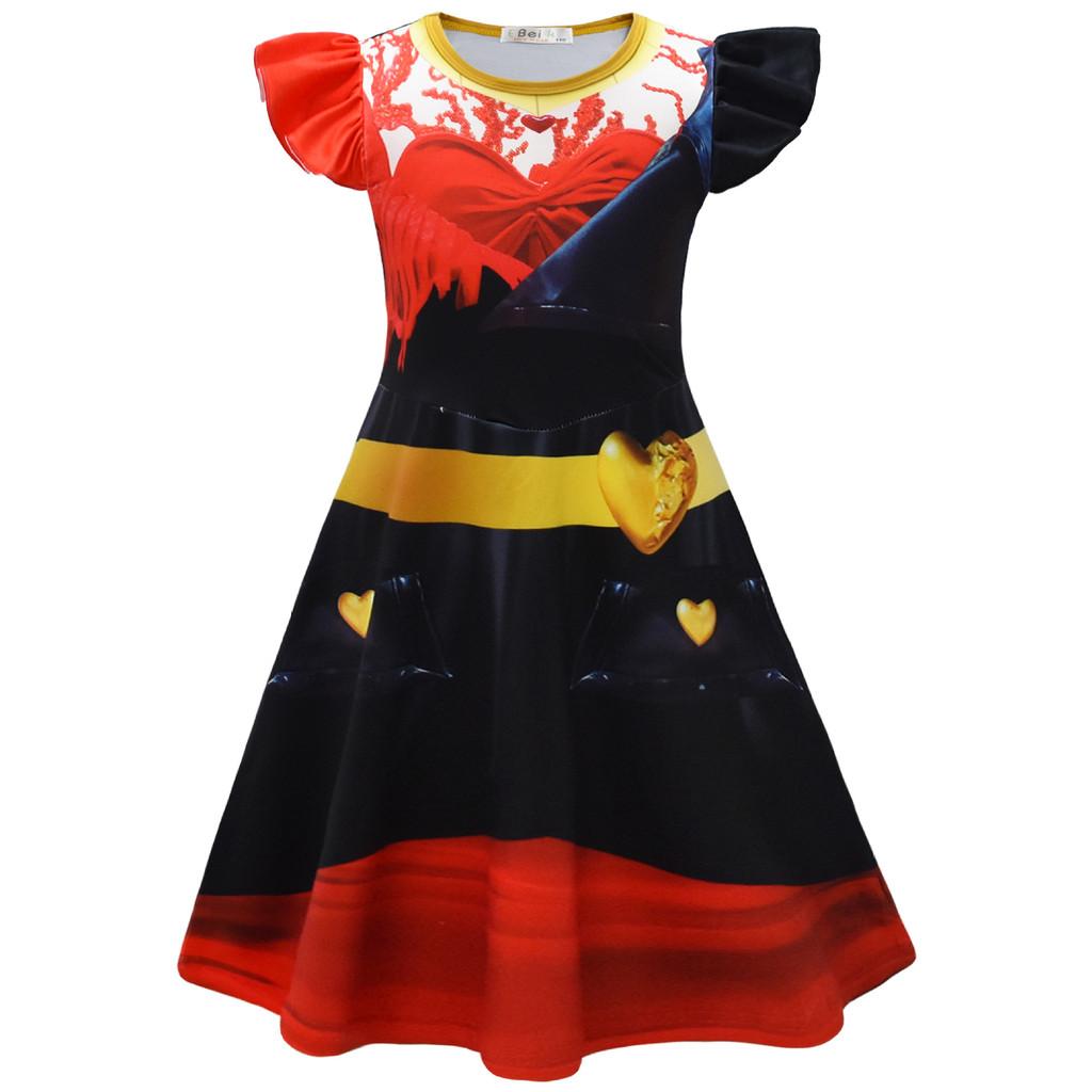 2639 Kids Girls Descendant Printed Ruffle Princess Dress 110cm