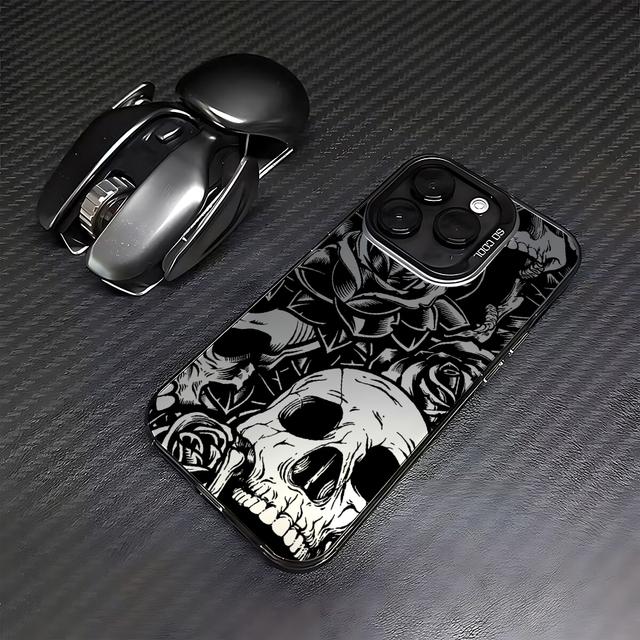 

Черный чехол для телефона с черепом для Samsung S25 S24 Ultra S23 S22 S21 S20 S24FE S23FE S21FE Note 20 Матовая противоударная задняя крышка for iphone XR