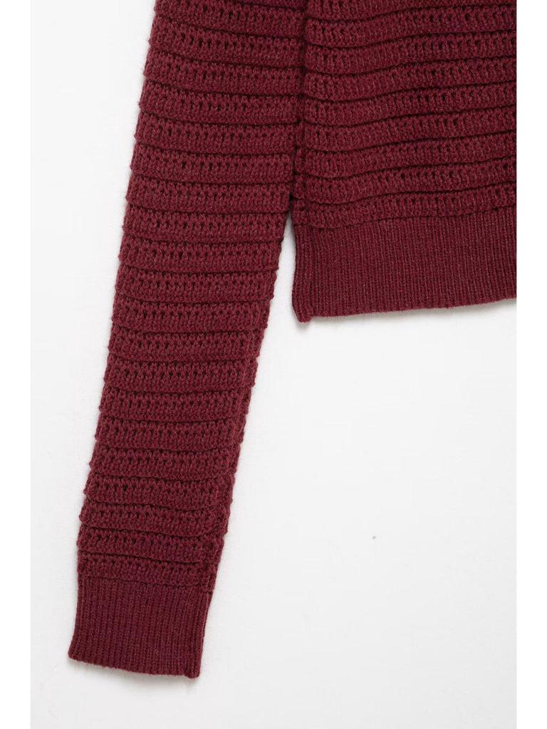 Women's Solid Color Long Sleeve Textured Knit Round Neck Single-breasted Cardigan Sweater