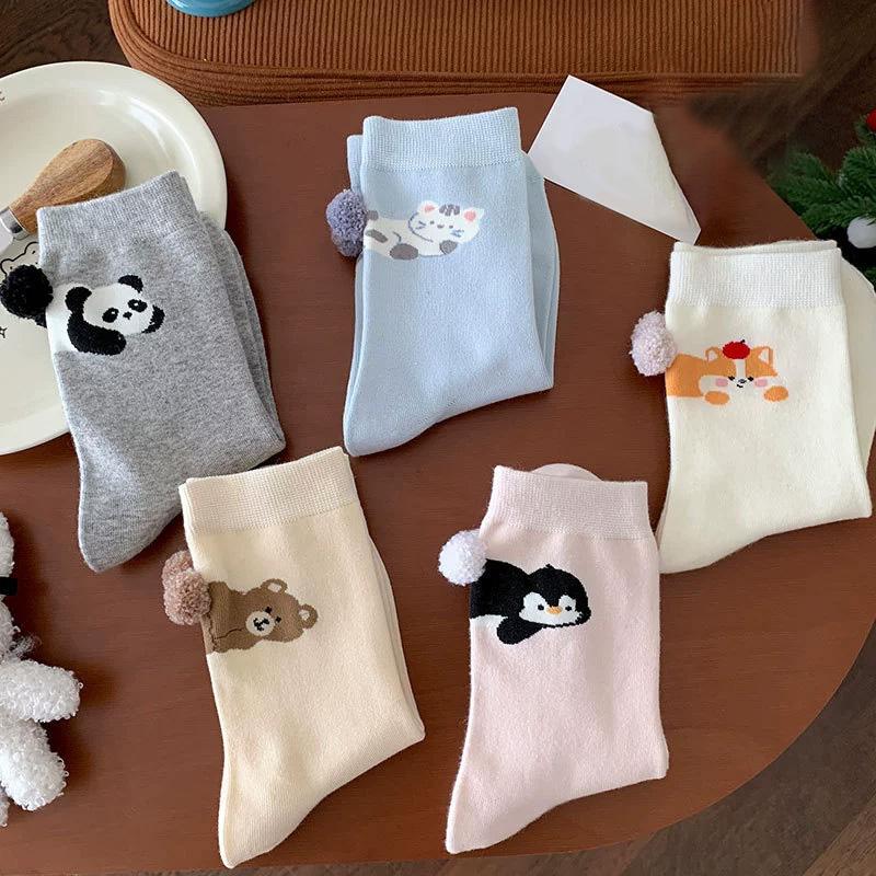 1Pair Cotton Comfortable Animal Egg Socks Skin-Friendly Cartoon Cartoon Multi-element Three-dimensional Print
