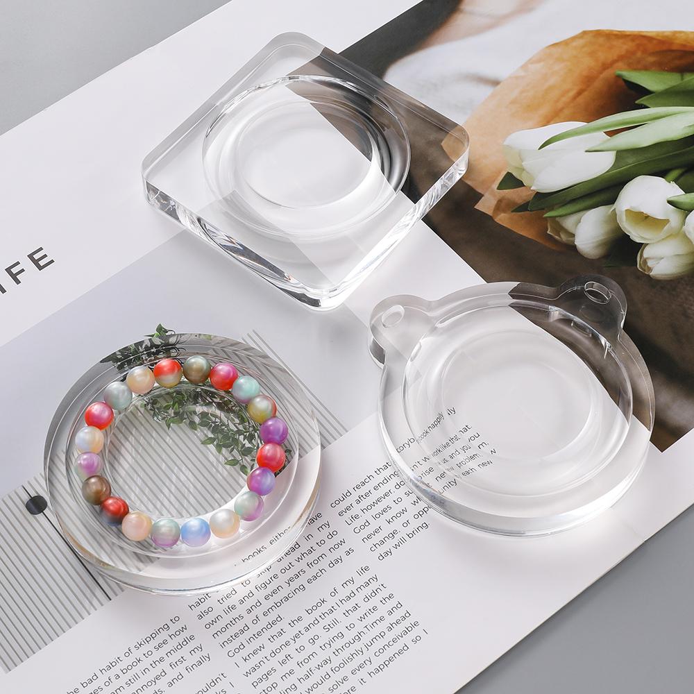 1pc Transparent Acrylic Jewelry Display Tray Suitable For Jewelry Bracelets And Antique Bracelet Holders Bead Measuring Tools