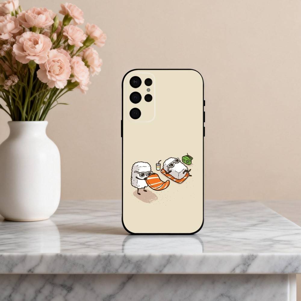 F-Funny Food Fancy art Phone Case For Samsung S25,24,23,22,30,21,10,9,Ultra,Plus,Lite,FE,4,5 G Soft Black Case