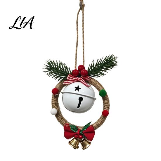 Rustic Holiday Ornaments Christmas Bell Pendant for Decor, Metal Hanging Ornament with Room Decor Hemp Rope Tree Wall And Door Decoration