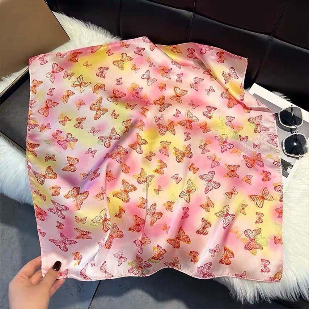 Breathable Small Square Scarf Lightweight Square Handkerchief Elegant Printed Silk Scarf  Women