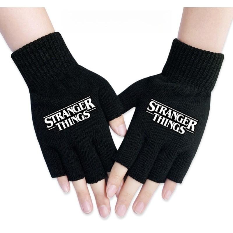 Stranger Printed Cotton Autumn Winter Warm Knitted Touch Gloves Fingerless Gloves