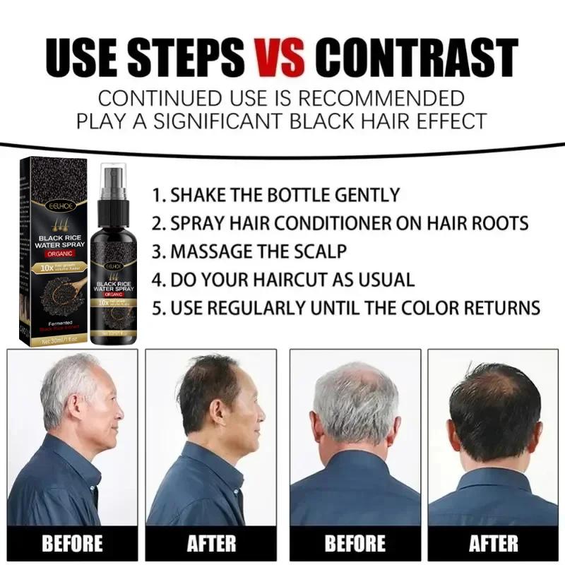 Grau Weiß Haarbehandlungsserum Weiß zu Schwarz Reparatur Natürliche Farbe Schwarzer Reis Nährspray Anti Haarausfall Hochwertiges Produkt