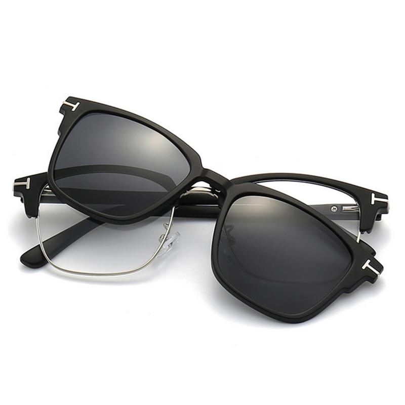 2373 Новые Ретро Солнцезащитные Очки для Мужчин Женщин Квадратная Рама Магнитный Зажим Солнцезащитные Очки TR Рама -0.5 -1.0 -2 -2.5 -3.0 До -6 Myopia -2.5