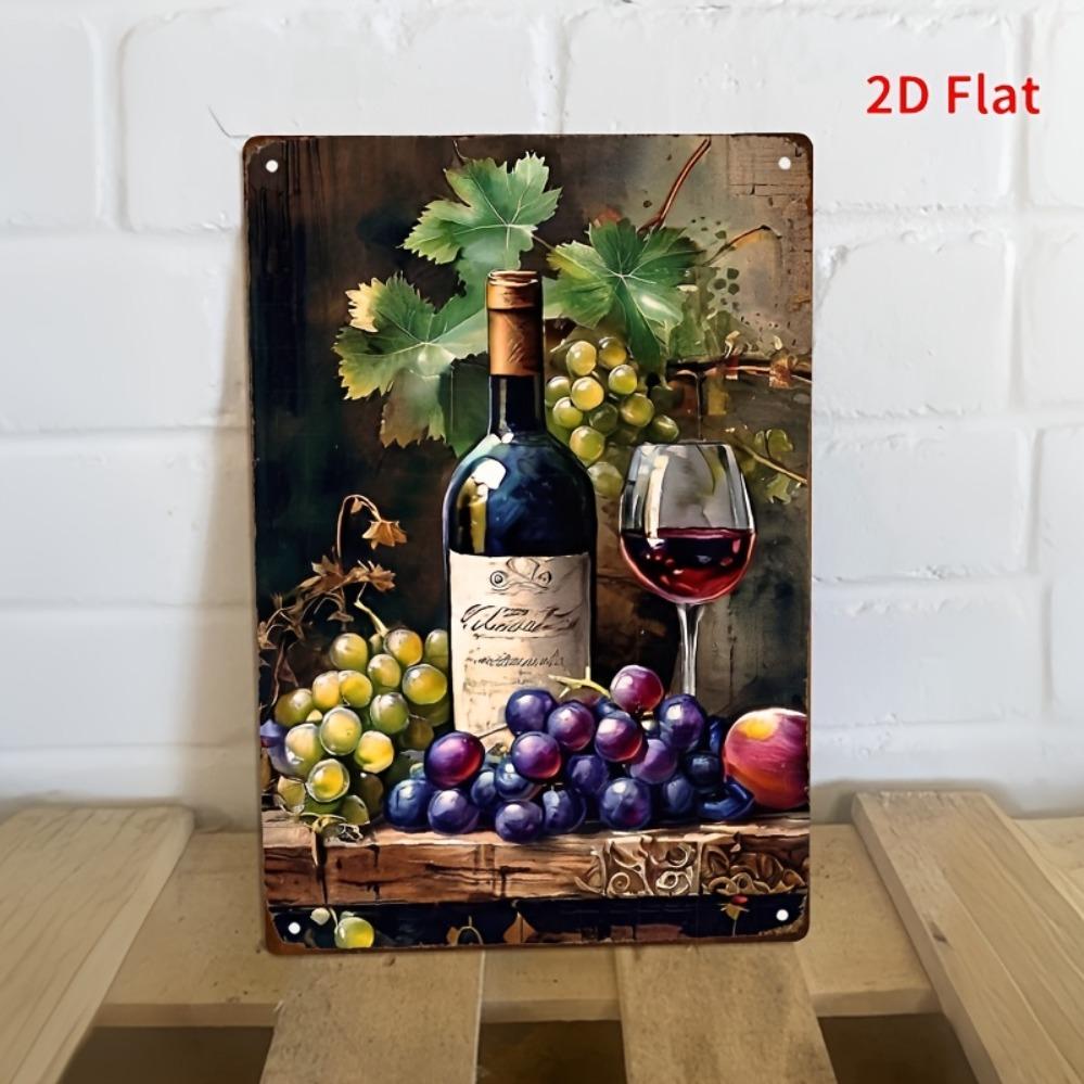 Wine themed wall decoration - suitable for home, office, restaurant, kitchen, garden decoration | Grape wine bottle artwork