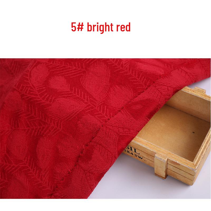 Women's Retro Feather Cheongsam: Middle-Aged & Elderly Cotton-Linen Jacquard Fabric