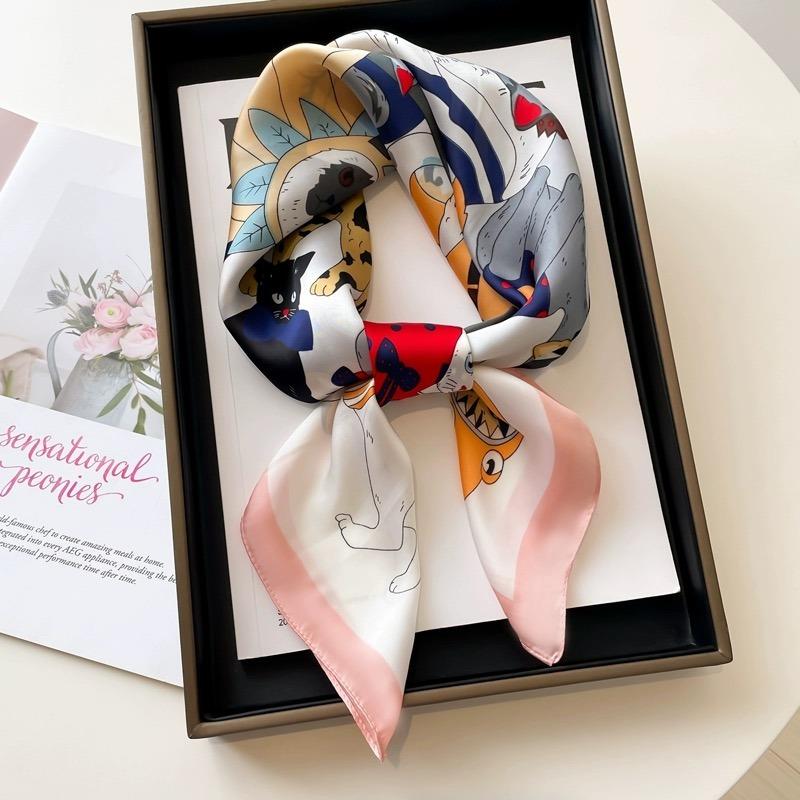 Luxury  Silk Square Scarf Women Neck Hair Tie Band Beach Hijab Kerchief Head Headbands Bandana Female Foulard 70Cm