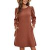 Vestido de Suéter Casual para Mujer Vestido de Verano de Punto de Invierno con Bolsillos Túnica de Manga Larga Ropa Mantener Caliente Vestidos Midi
