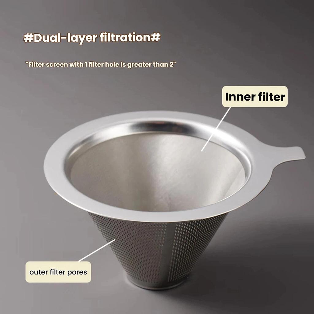 Filtr do kawy Baijie, Filtr do kawy pour-over, Bez papierowego filtra, Lejek do filtra do kawy drip, Siatka 800 oczek