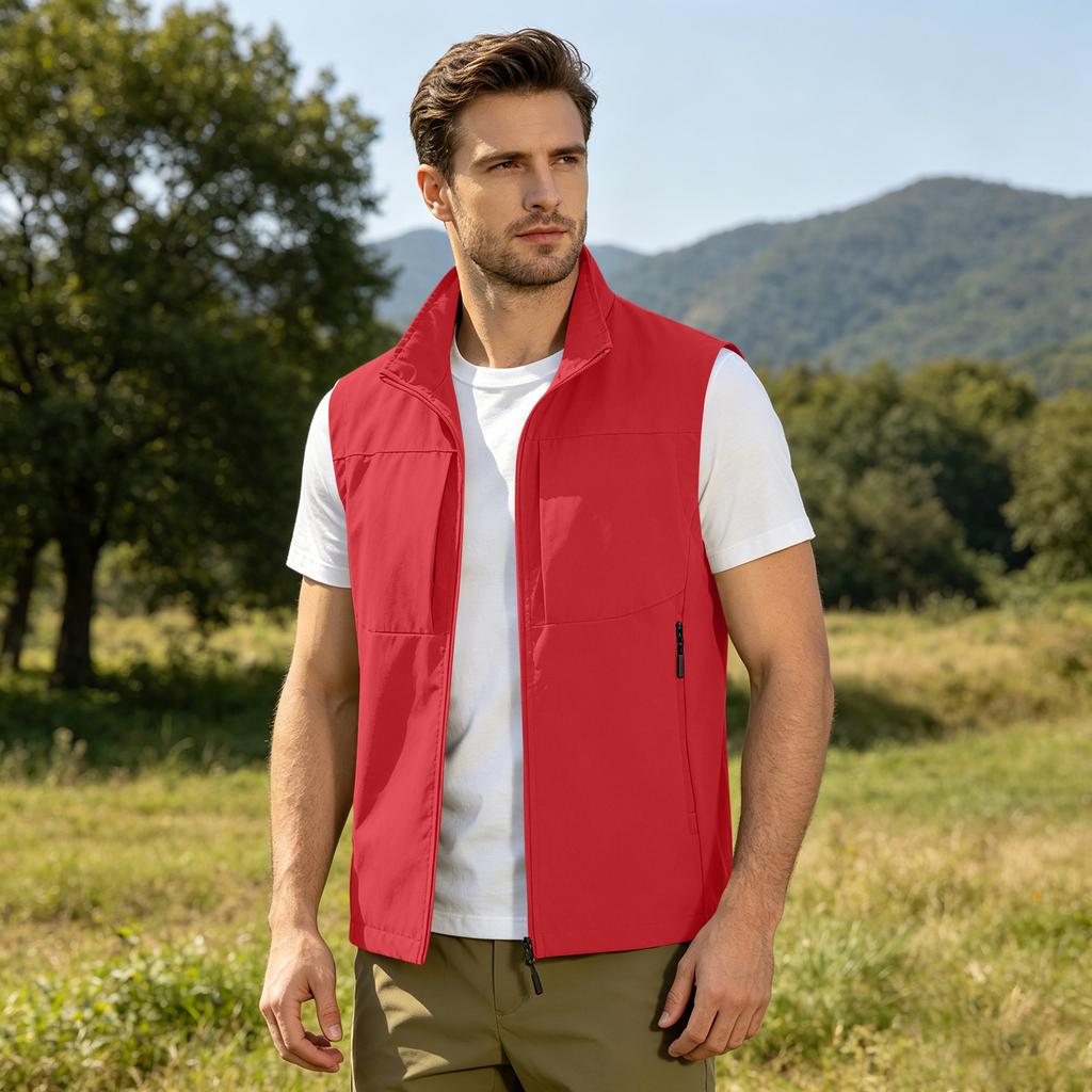 Gilet Leggero da Uomo Multi Tasche per Esterno Asciugatura Rapida da Pesca Giacca Senza Maniche Impermeabile da Montagna Adatto per Escursionismo e Viaggi