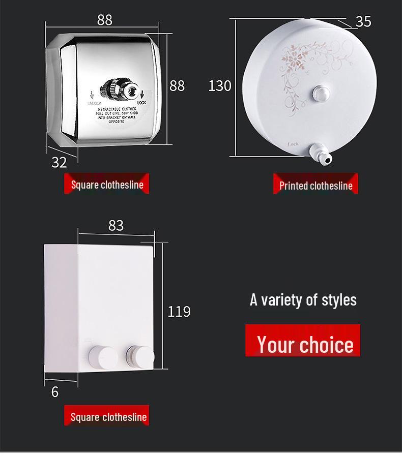 Invisible No-Drill Retractable Clothesline - Indoor/Outdoor, Stainless Steel & Nylon Drying Rope.