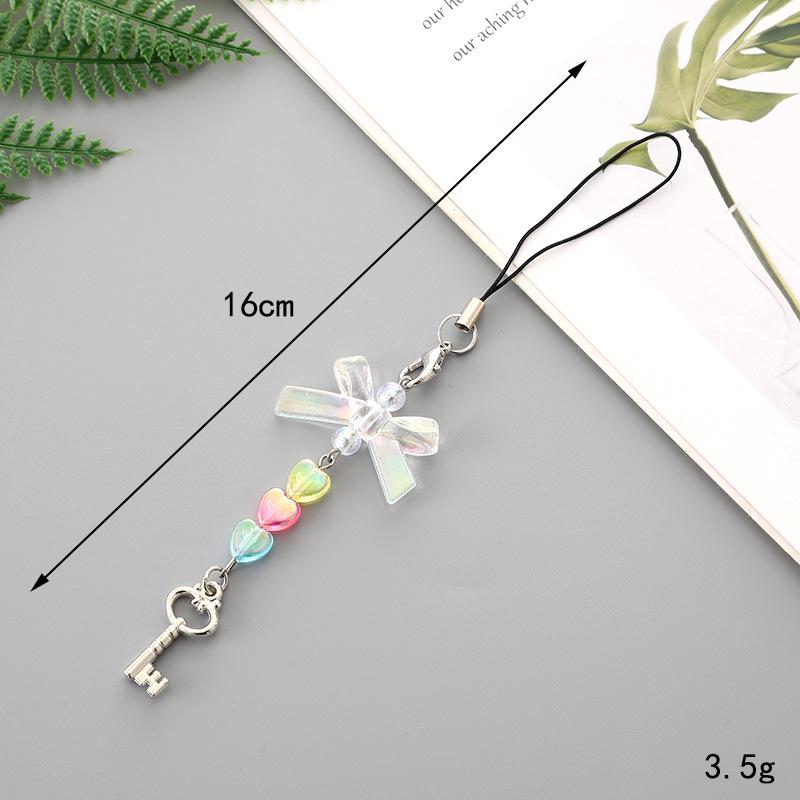 Handmade Colorful Bow Pendant Phone Case Keychain Lanyard Charm