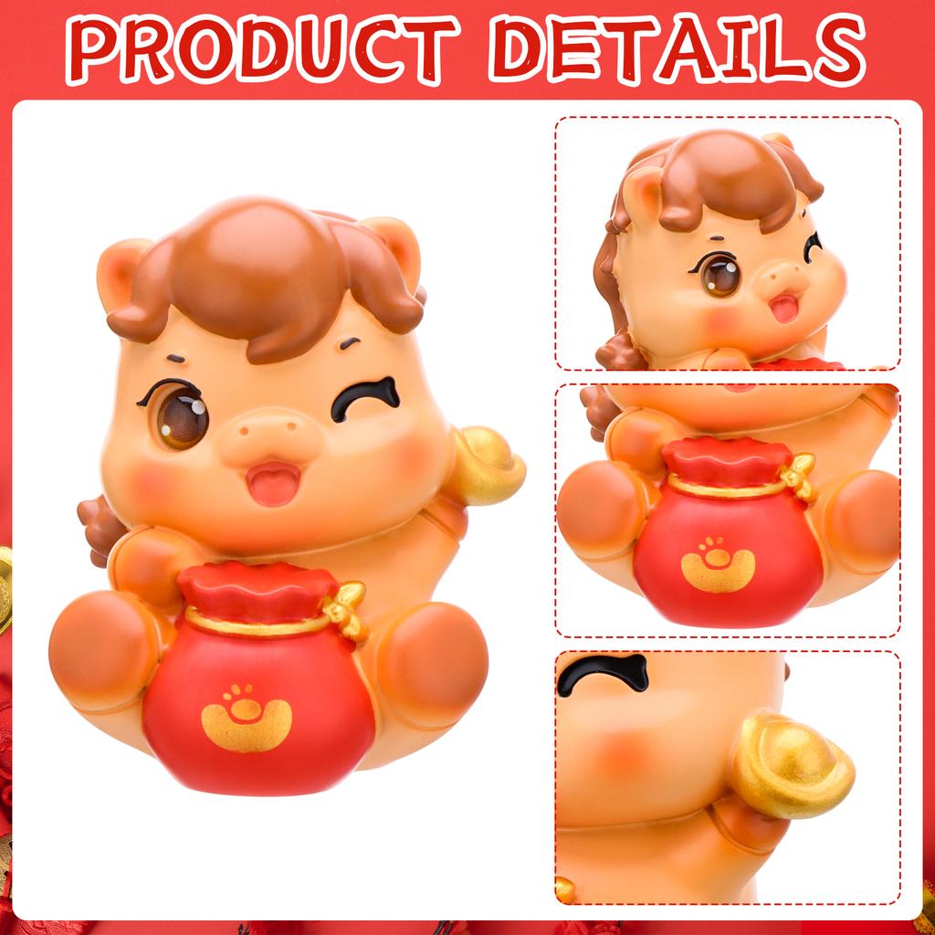 4 Stuks Chinees Nieuwjaar Paard Beeldjes Mini Hars Zodiac Beelden Jaar Van Het Paard Beeldjes Schattige Rijkdom Geluk Micro Landschap Ornam