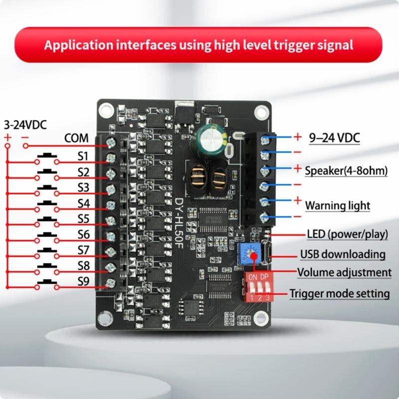 HL50F Audio Prompting Module Triggered Industrial Grade Voice Player Broadcast Trigger Module High-Low