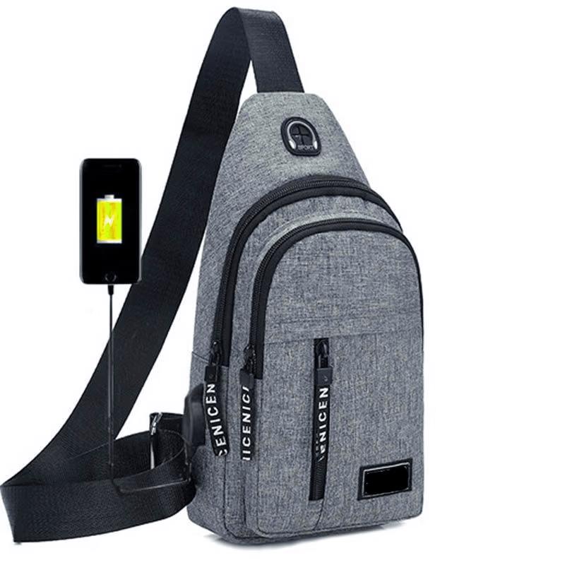 Men s Business Oxford Single Shoulder Chest Bag with USB