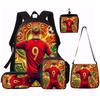 Set Zaino con Motivo Stella del Calcio 1/2/3/4/5 PZ – Zaino Casual di Grande Capacità con Pochette e Borsa Tote Abbinate, Perfetto per l'Uso Quotidiano