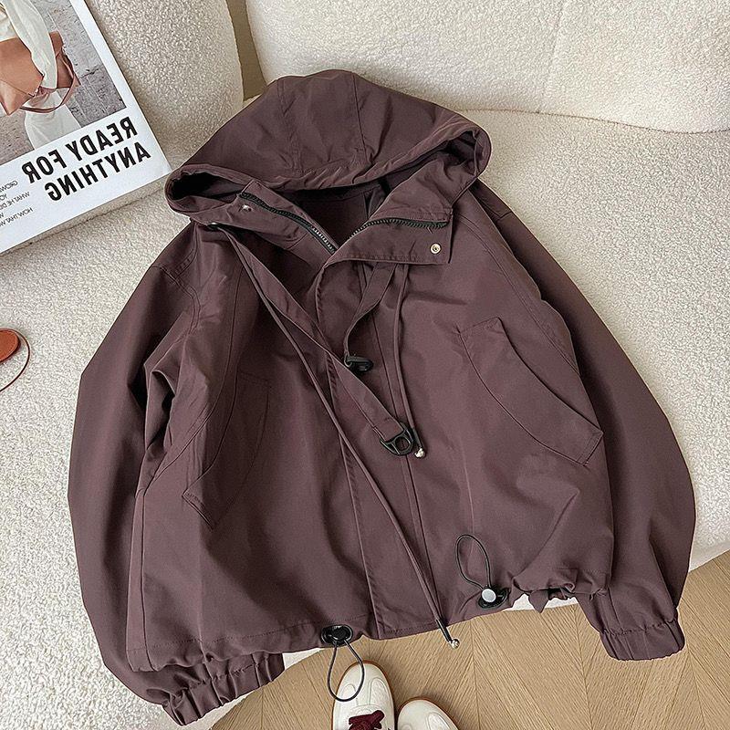Women s Korean Style Loose Hooded Windbreaker - Versatile Spring 2026 Jacket M for 40-55 kg