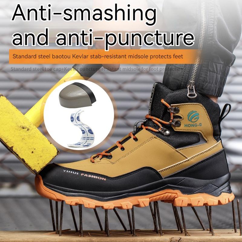 Waterproof Safety Boots Men Steel Toe Work Boots Anti-smash Stab-resistant Indestructible Protective Shoes Comfortable Mens Boot
