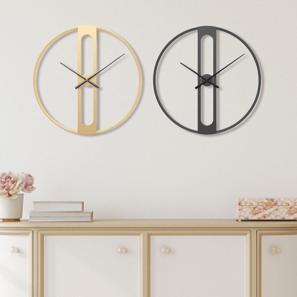 Round Wall Clock Modern Silent Decoration Non Ticking Metal Wall Clock for Living Room Dining Room Hotel Farmhouse Bedroom
