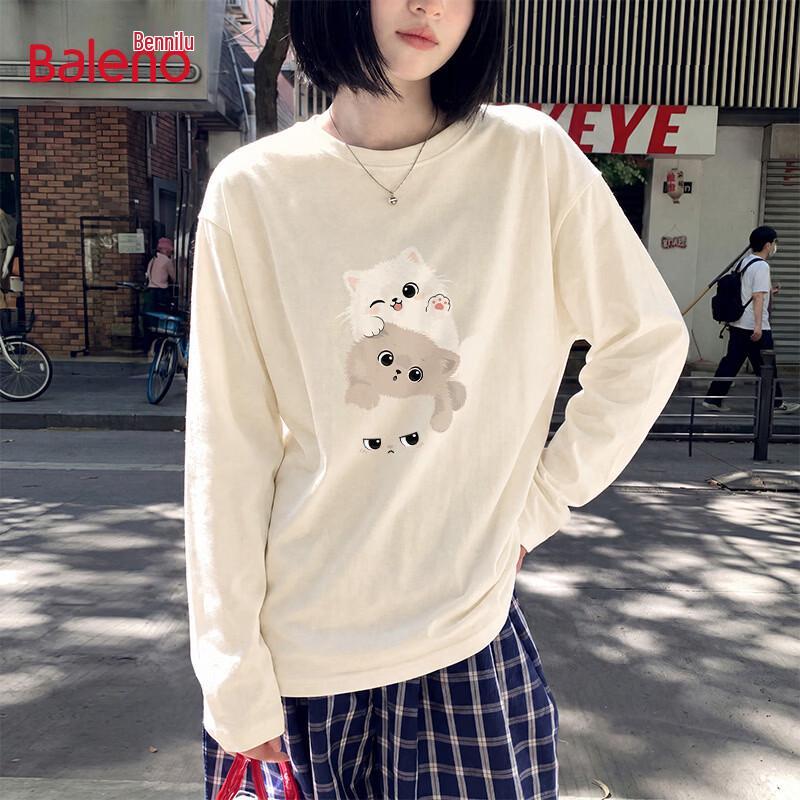 Baleno Women's 2026 Autumn Pure Cotton Long Sleeve T-Shirt