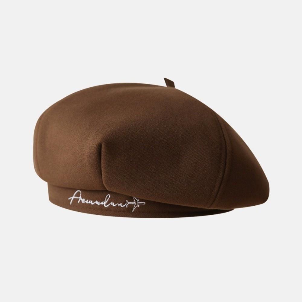 

Letter Embroidered Newsboy Hat Octagonal Visors Cap Vintage Beret Painter s Hat
