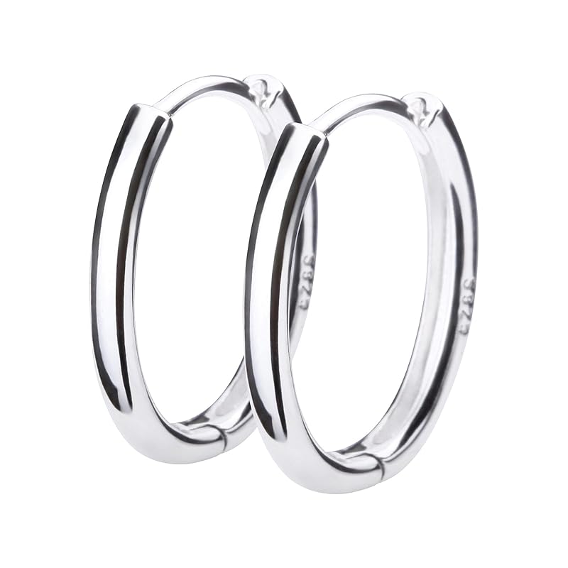 

LOKUMI earrings made in Japan silver 925 With engraving oval hoop hoop earrings ellipse sterling silver silver925 catchless plane Small size Smaller