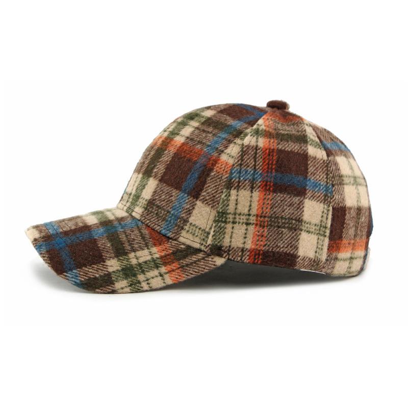 Autumn Winter Hat Women's Hard Top Baseball Cap Classic Vintage Plaid Cap for Men