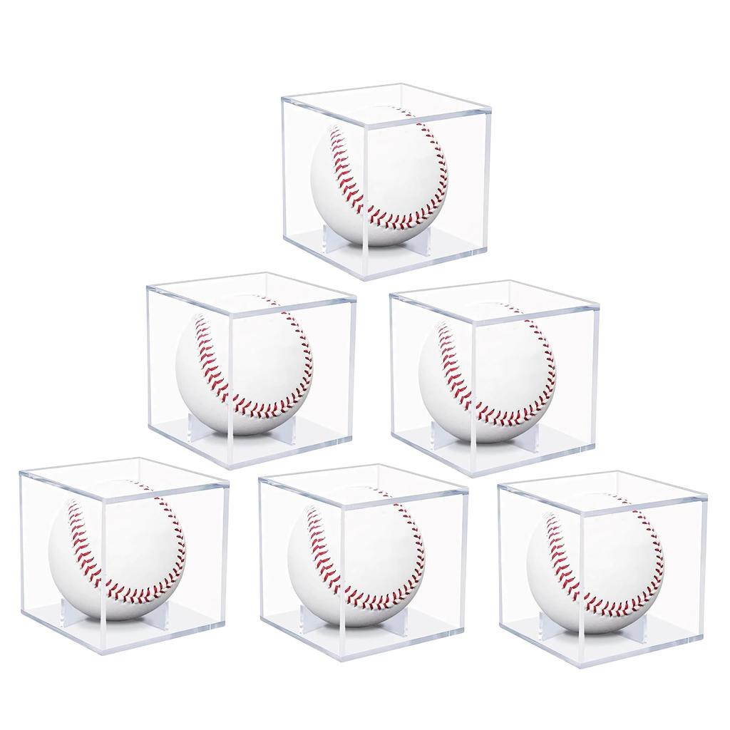 East Leaf Baseball Autographed Ball Cases, Acrylic Autographed Ball Display Cases, Home Run Ball Cases, Baseball Cases, Set of 6 with UV Protection