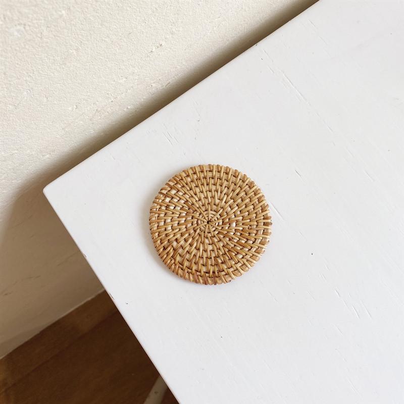 Thick Handmade Rattan Placemat & Coaster Set – Heat-Resistant Table and Decor Mats